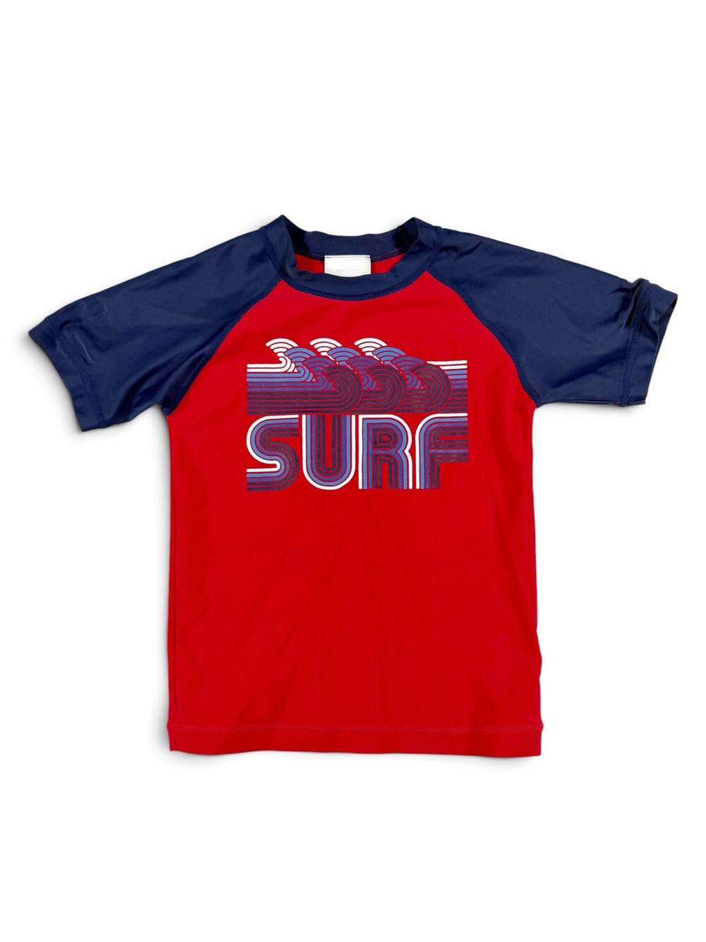 Hanna Andersson Surf Graphic Short Sleeve Rash Guard Red Blue Size 5 110cm